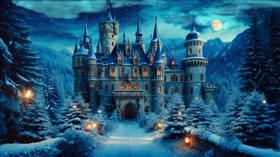 Snowy Blue Winter Castle