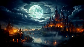 4K Castle Moon Night