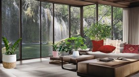 Ai Generated Living Room Waterfall