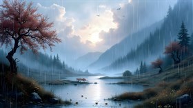 In the Rain, Watercolor