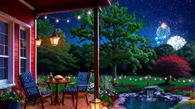 Garden Pond Fireworks 4th