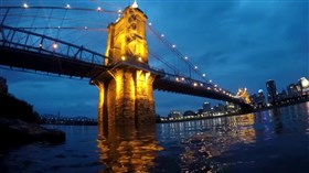 Roebling Suspension Bridge at Dusk