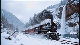 4K Winter Falls Train