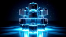 4K Neon Blue Cubes 