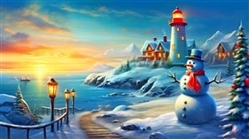 4K Holiday Lighthouse