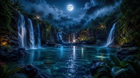 4K Moonlit Falls