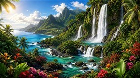 4K Island Sea Falls