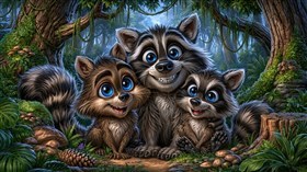 4K  Happy Racoons